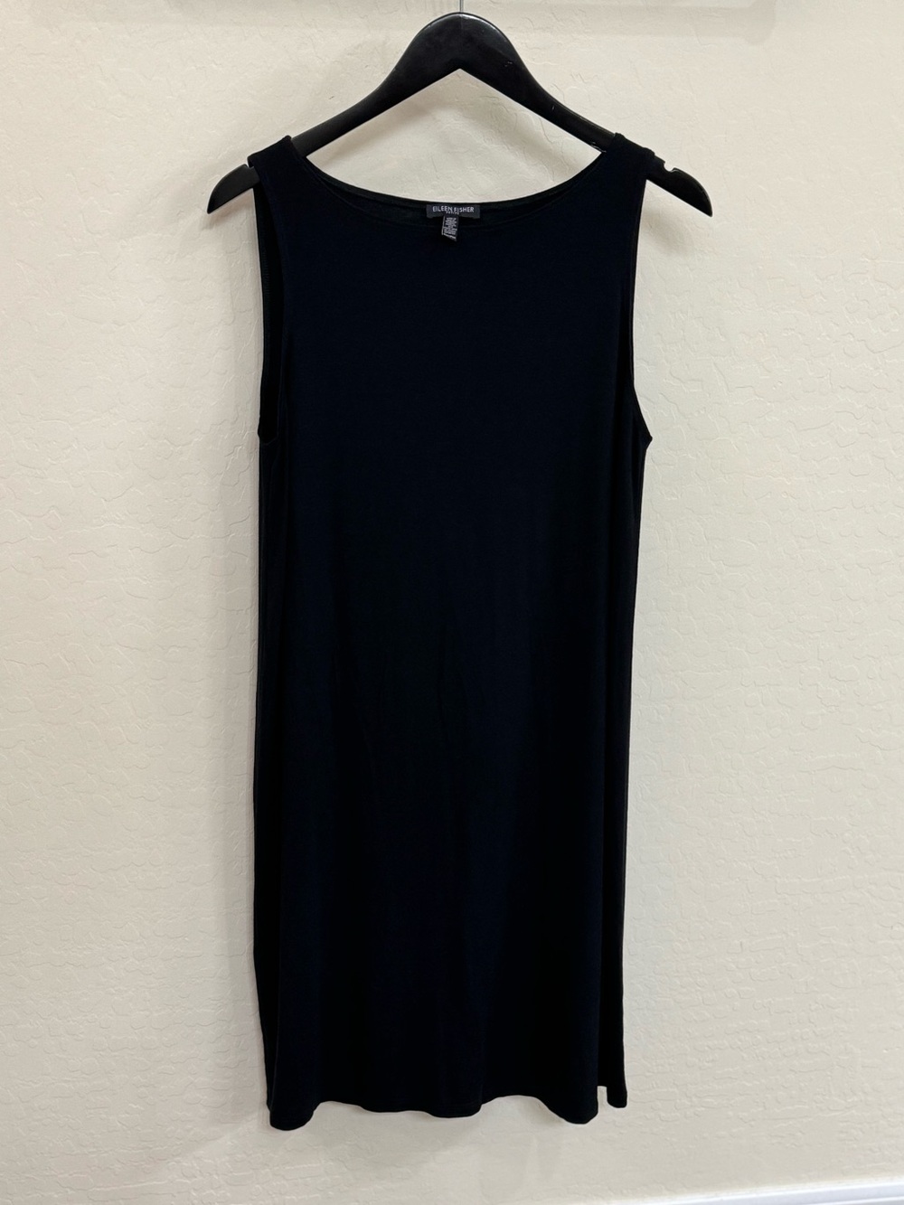 Eileen Fisher Petite Viscose Jersey Tank Dress Black PM Like New LBD